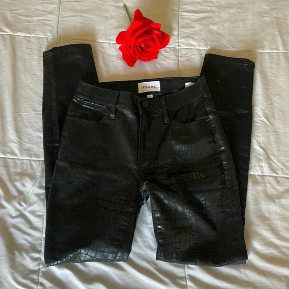 Frame le high Croc metallic skinny denim - Picture 8 of 14